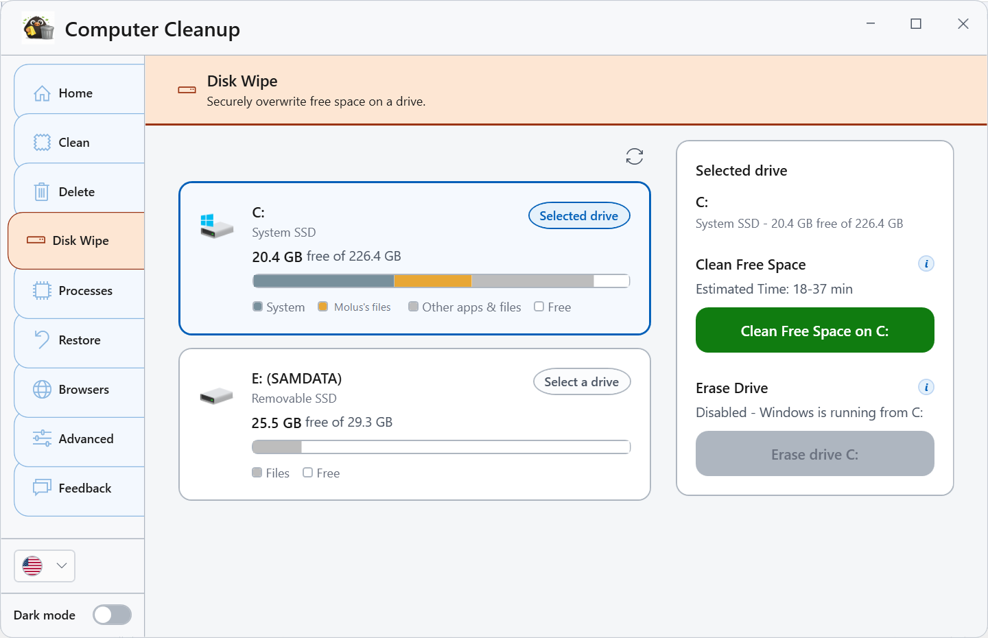 Wipe Free Space screenshot